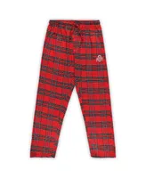 Men's Profile Scarlet, Black Ohio State Buckeyes Big and Tall 2-Pack T-shirt Flannel Pants Set