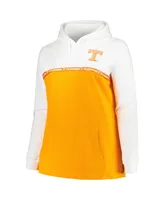 Women's Profile White, Tennessee Orange Tennessee Volunteers Plus Size Taping Pullover Hoodie