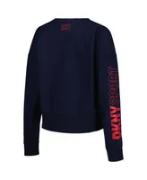 Women's Dkny Sport Navy Atlanta Braves Lily V-Neck Pullover Sweatshirt