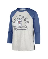 Women's '47 Brand Gray Distressed Chicago Cubs City Connect Retro Daze Ava Raglan 3/4-Sleeve T-shirt