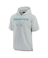 Men's and Women's Fanatics Signature Gray Charlotte Fc Super Soft Fleece Short Sleeve Pullover Hoodie