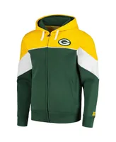 Men's Starter Green, Gold Green Bay Packers Running Back Full-Zip Hoodie