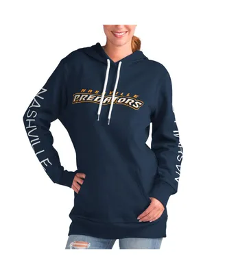 Women's G-iii 4Her by Carl Banks Navy Nashville Predators Overtime Pullover Hoodie