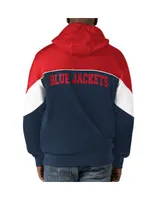 Men's Starter Navy, Red Columbus Blue Jackets Power Forward Full-Zip Hoodie