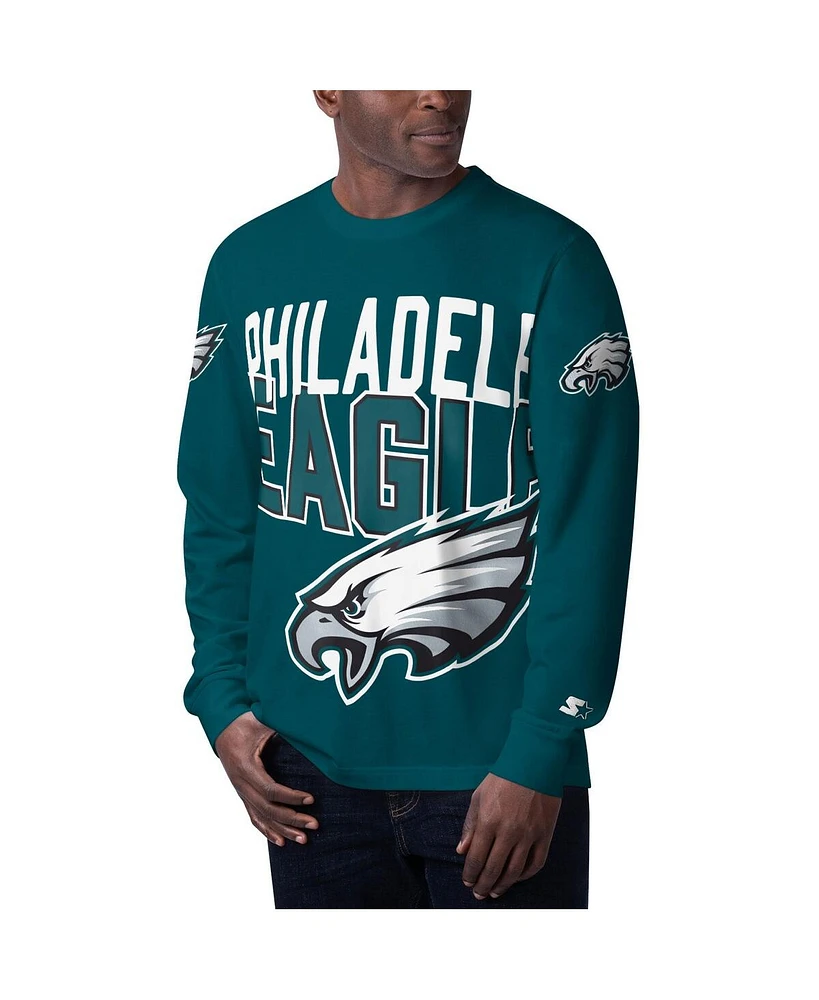 Men's Starter Midnight Green Philadelphia Eagles Clutch Hit Long Sleeve T-shirt