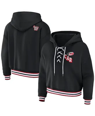 Women's Wear by Erin Andrews Black Carolina Hurricanes Lace-Up Pullover Hoodie