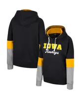 Women's Colosseum Black Iowa Hawkeyes Oversized Colorblock Pullover Hoodie