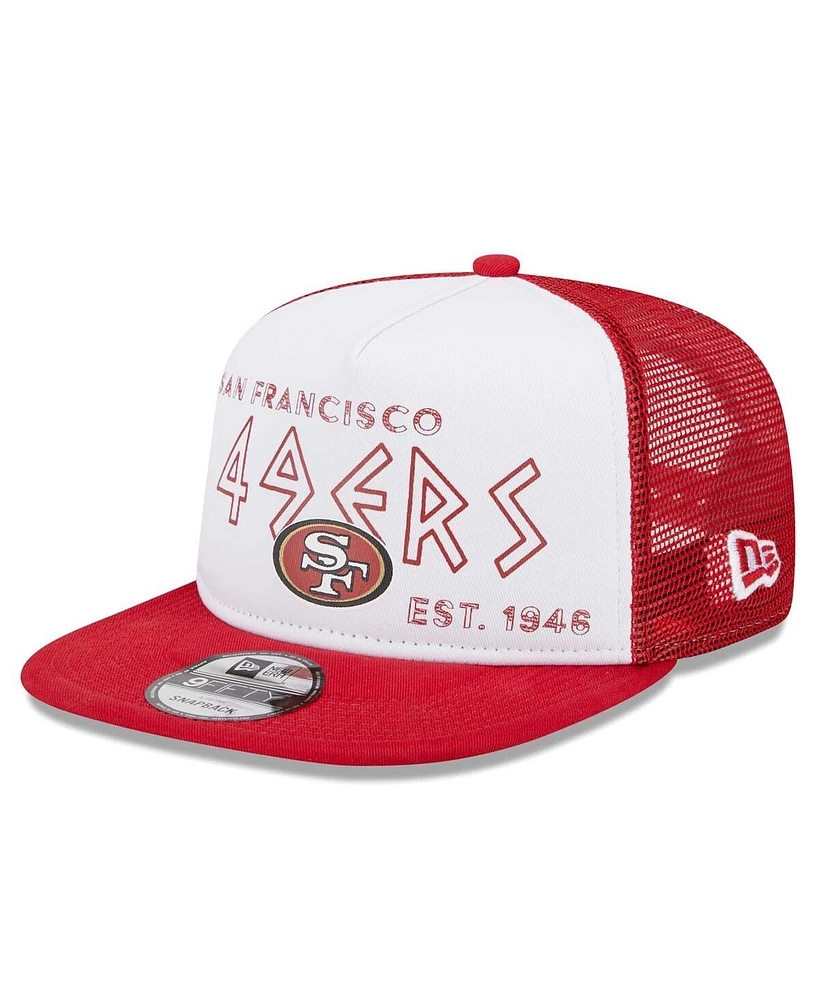 Men's New Era White, Scarlet San Francisco 49ers Banger 9FIFTY Trucker Snapback Hat