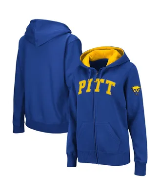 Women's Colosseum Royal Pitt Panthers Arched Name Full-Zip Hoodie