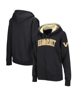 Women's Colosseum Black Vanderbilt Commodores Arched Name Full-Zip Hoodie