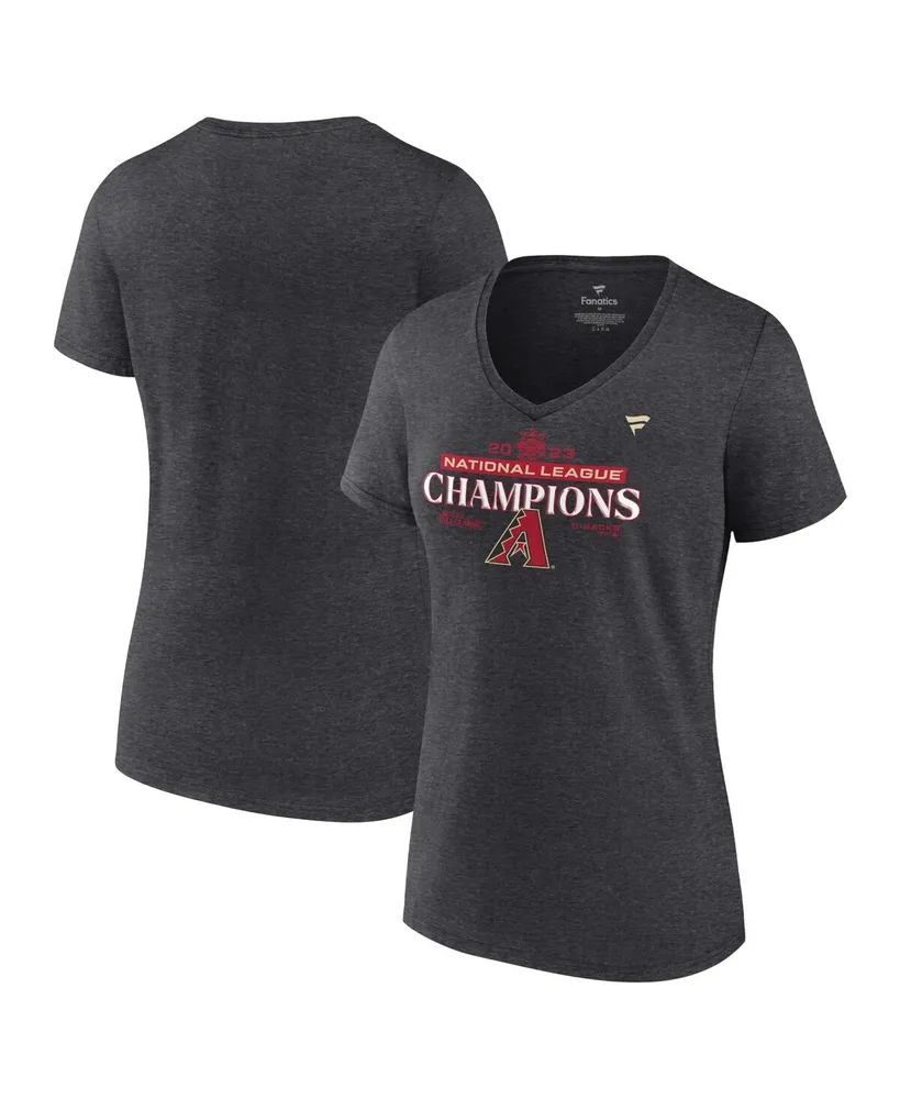 Women's Fanatics Heather Charcoal Arizona Diamondbacks 2023 National League Champions Locker Room Plus Size V-Neck T-shirt