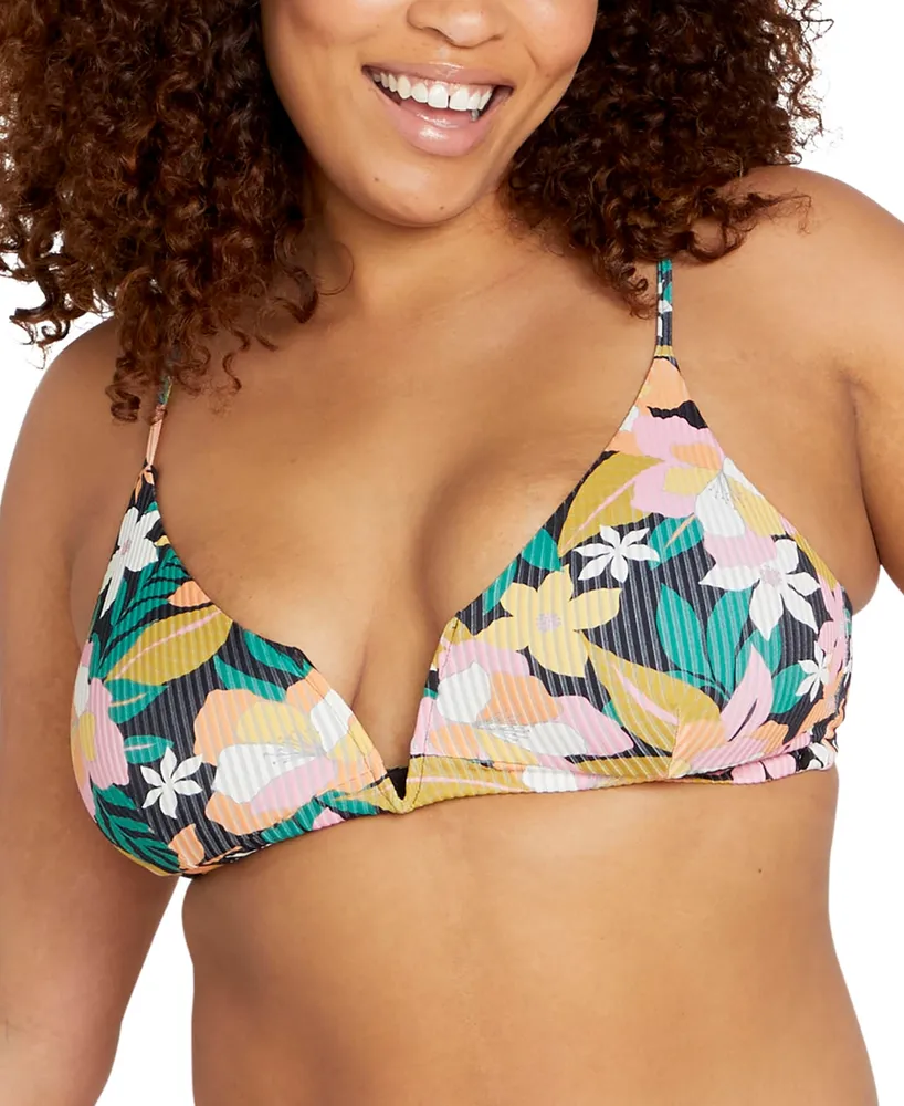 Volcom Juniors' Printed Had Me At Aloha Cropped Bikini Top