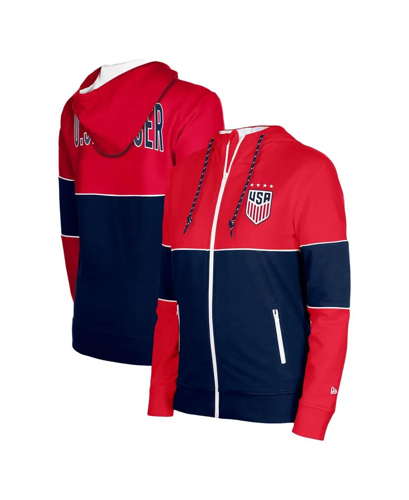 Women's 5th & Ocean by New Era Navy Uswnt Active Stretch Fleece Full-Zip Hoodie Jacket