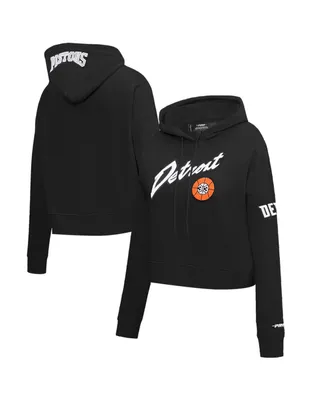 Women's Pro Standard Black Detroit Pistons 2023/24 City Edition Cropped Pullover Hoodie