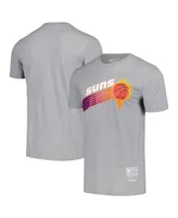 Men's and Women's Mitchell & Ness Heather Gray Phoenix Suns Hardwood Classics Mvp Throwback Logo T-shirt