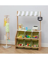 Teamson Kids - Little Helper Market Play Stand Play Kitchen - Olive Green