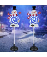 Solar Snowman Stake Lights Christmas Solar Pathway Light for Garden Yard 2Pcs