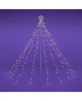 Led Waterfall Cone Tree Light with Star Finial 9 Strings Christmas Decor Rgb - Multi