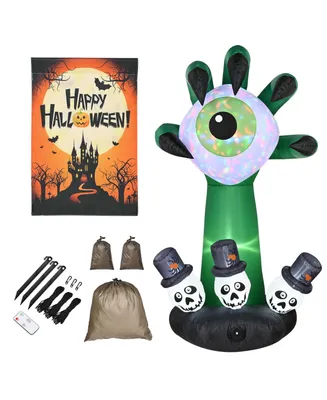 Halloween Inflatable Monster Hand with Eyeball & Garden Flag Kit Yard Decoration