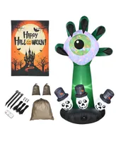 Yescom Halloween Inflatable Monster Hand with Eyeball & Garden Flag Kit Yard Decoration 2024