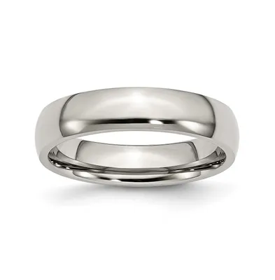 Chisel Stainless Steel Polished 5mm Half Round Band Ring