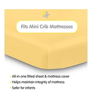 BreathableBaby All-in-One Fitted Sheet & Waterproof Cover for 38" x 24" Mini Crib Mattress (2-Pack