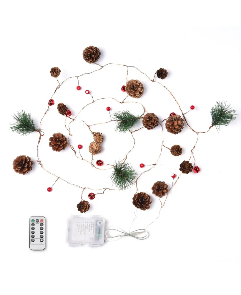 7.8 Ft 20 Led Pine Cone String Lights Battery Christmas Tree Garland Party Decor
