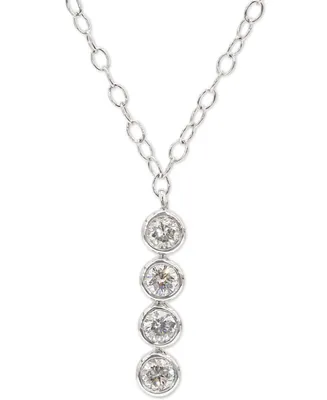 Diamond Four Bezel 18" Pendant Necklace (1/3 ct. t.w.) in 10k White Gold