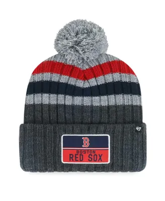 Men's '47 Brand Gray Boston Red Sox Stack Cuffed Knit Hat with Pom