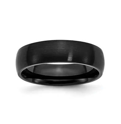 Chisel Stainless Steel Brushed Black Ip-plated 6mm Band Ring