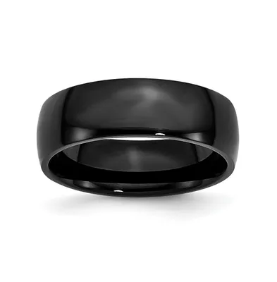 Chisel Stainless Steel Polished Black Ip-plated 7mm Band Ring