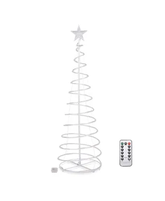 5 Ft Led Light Show Tree Spiral Christmas In/Outdoor Garden Holiday Decor Led Battery Power Cool White