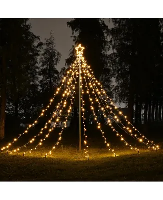 12 Ft Waterfall Cone Tree Light with 362 Led Star 9 Strings Christmas Warm White