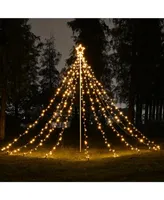 12 Ft Waterfall Cone Tree Light with 362 Led Star 9 Strings Christmas Warm White