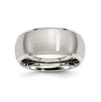 Chisel Stainless Steel Brushed Polished 10mm Beveled Edge Band Ring