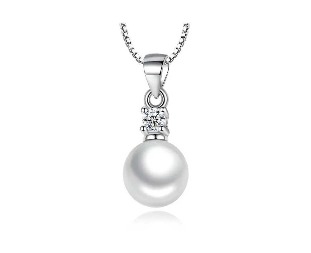 Pearl Pendant Necklace with Cubic Zirconia Accent Stone Necklace