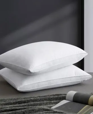 Unikome 2 Pack 100 Cotton Medium Soft Down Feather Gusseted Bed Pillows Collection