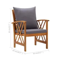 Patio Chairs with Cushions 2 pcs Solid Acacia Wood