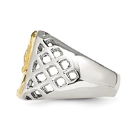 Chisel Stainless Steel Sterling Silver Jesus Yellow Ip-plated Ring