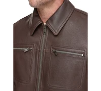 Marc New York Men's Halen Pebbled Leather Trucker Jacket