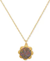 Kate Spade New York Gold-Tone Stone Flower Pendant Necklace, 16" + 3" extender