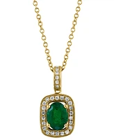 Effy Emerald (3/4 ct. t.w.) & Diamond (1/8 ct. t.w.) 18" Pendant Necklace in 14k Gold