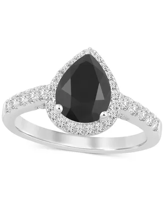 Black & White Diamond Pear Halo Engagement Ring (2-1/2 ct. t.w.) in 14k White Gold
