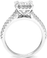 Diamond Princess Quad Cluster Halo Engagement Ring (1 ct. t.w.) in 14k White Gold