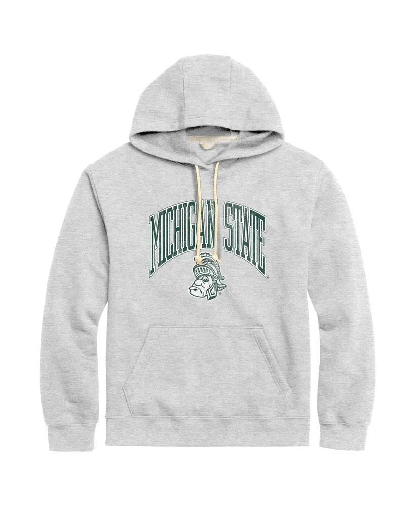 Men's League Collegiate Wear Heather Gray Distressed Michigan State Spartans Tall Arch Essential Pullover Hoodie