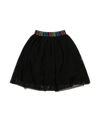 Guess Big Girls Stretch Net Midi Skirt with Iridescent Logo Taping