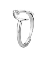 Unwritten Fine Silver-Plated Cubic Zirconia Crescent Adjustable Ring