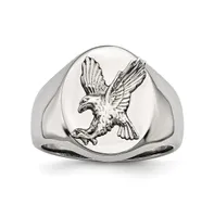 Chisel Stainless Steel Sterling Silver Rhodium-plated Eagle Ring