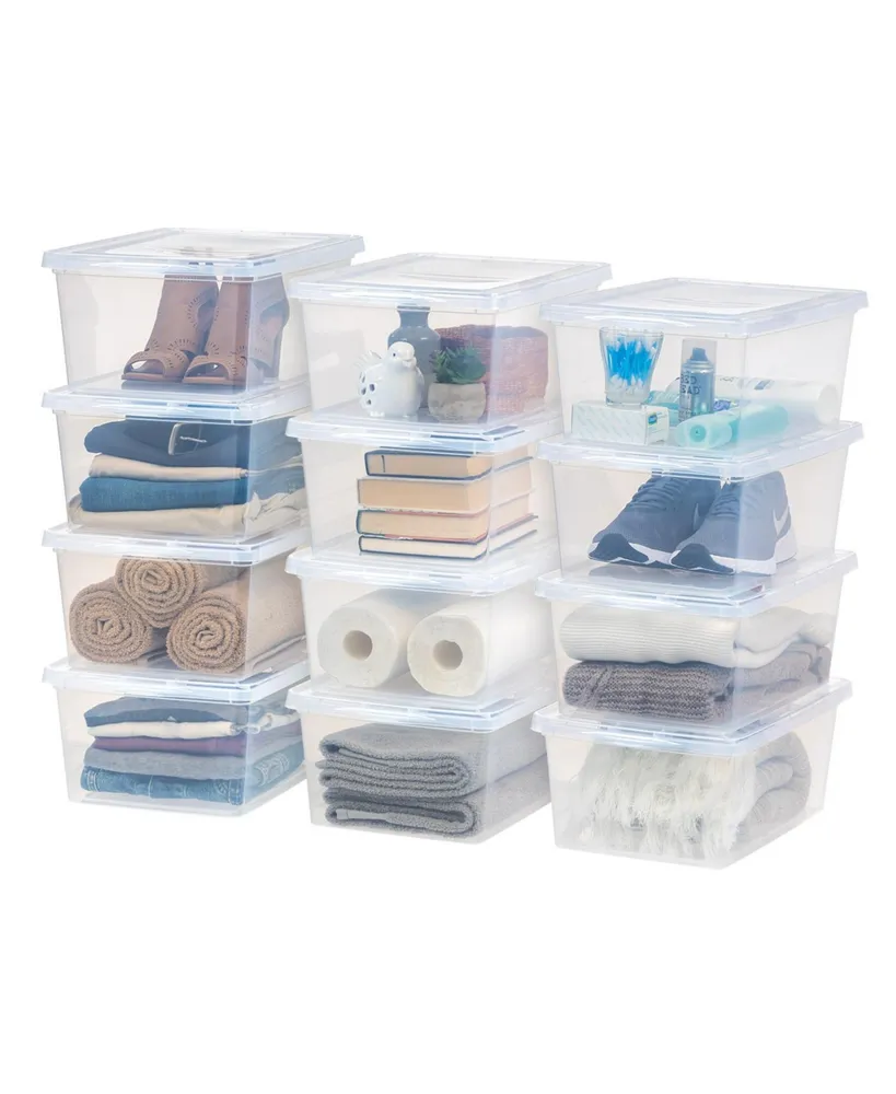 Iris 12 Pack 17 Quart Plastic Storage Bin Tote Organizing Container, Clear