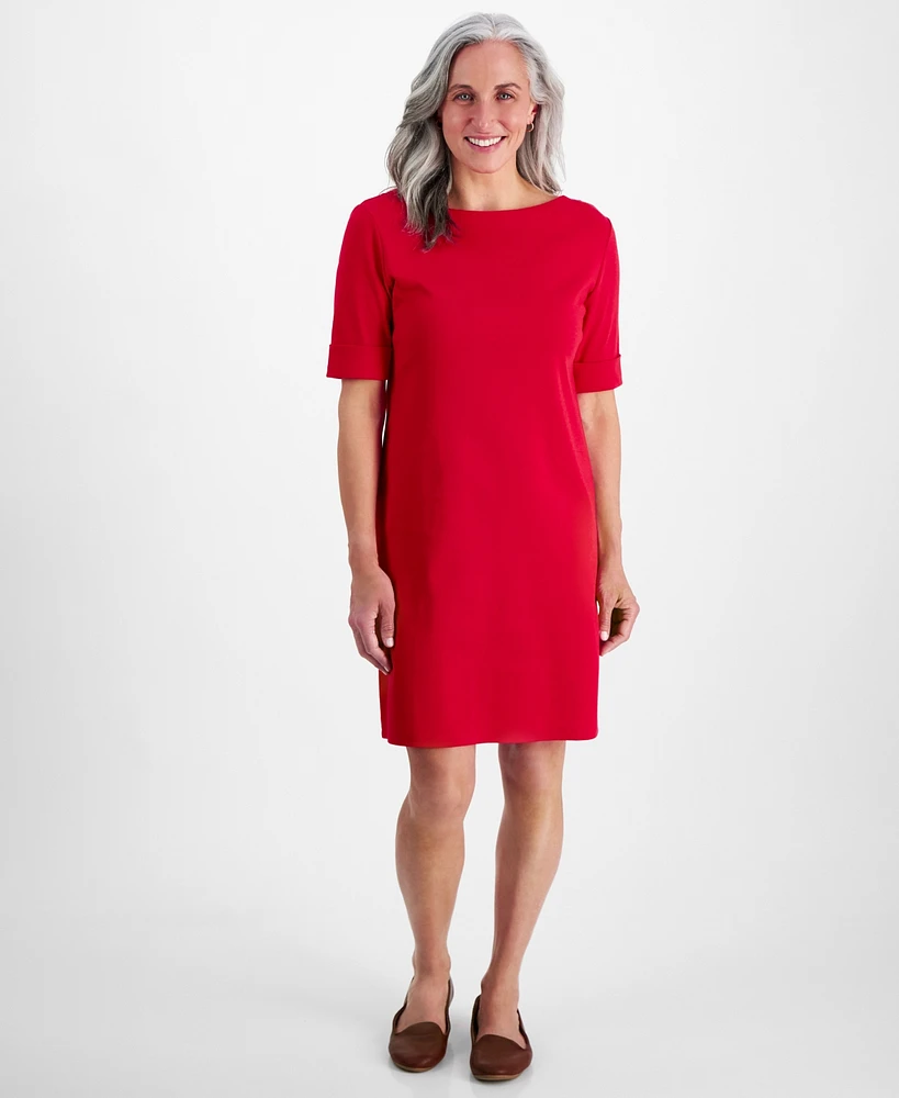 Style & Co Petite Boat-Neck Knit Dress, Created for Macy's